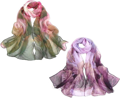 Acotavie 2 Pcs Scarfs for Women Lightweight Scarves Fashion Floral Print Shawls Holiday Gifts Scarf Apparel & Accessories > Clothing Accessories > Scarves & Shawls Acotavie A14  