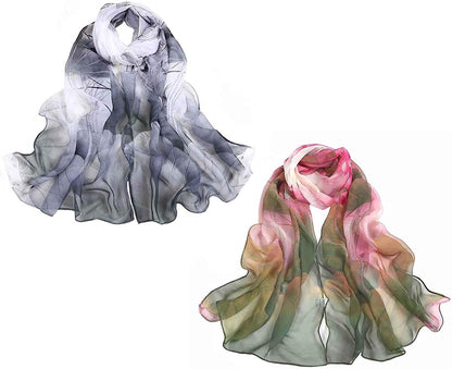 Acotavie 2 Pcs Scarfs for Women Lightweight Scarves Fashion Floral Print Shawls Holiday Gifts Scarf Apparel & Accessories > Clothing Accessories > Scarves & Shawls Acotavie A16  