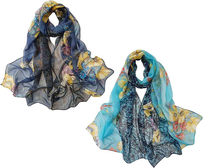 Acotavie 2 Pcs Scarfs for Women Lightweight Scarves Fashion Floral Print Shawls Holiday Gifts Scarf Apparel & Accessories > Clothing Accessories > Scarves & Shawls Acotavie A101  
