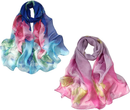 Acotavie 2 Pcs Scarfs for Women Lightweight Scarves Fashion Floral Print Shawls Holiday Gifts Scarf Apparel & Accessories > Clothing Accessories > Scarves & Shawls Acotavie Set 26  