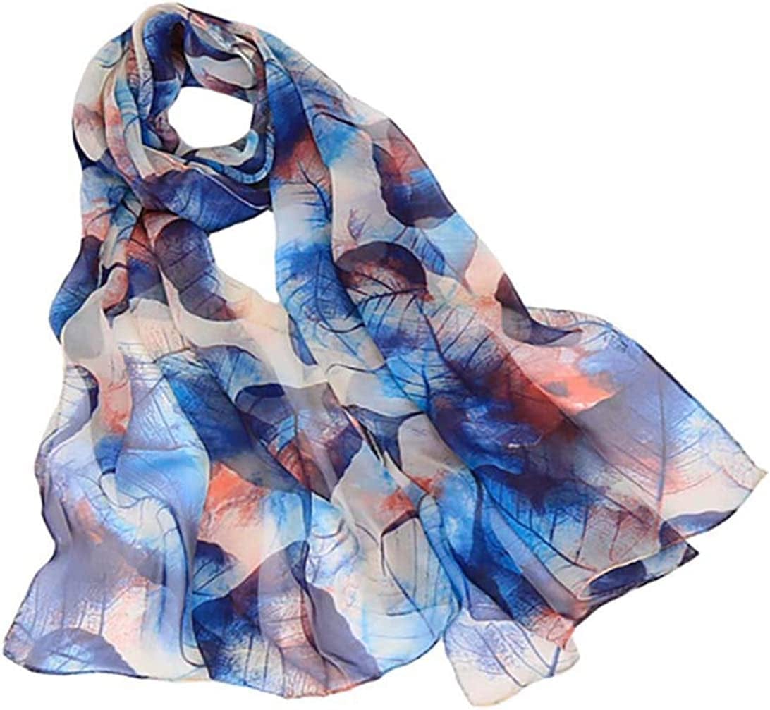 Acotavie Scarfs for Women Lightweight Print Floral Pattern Scarf Shawl Fashion Scarves Sunscreen Shawls Apparel & Accessories > Clothing Accessories > Scarves & Shawls AliceLife Leaves&blue  