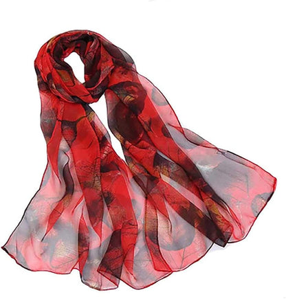 Acotavie Scarfs for Women Lightweight Print Floral Pattern Scarf Shawl Fashion Scarves Sunscreen Shawls Apparel & Accessories > Clothing Accessories > Scarves & Shawls AliceLife Leaves&red Black  