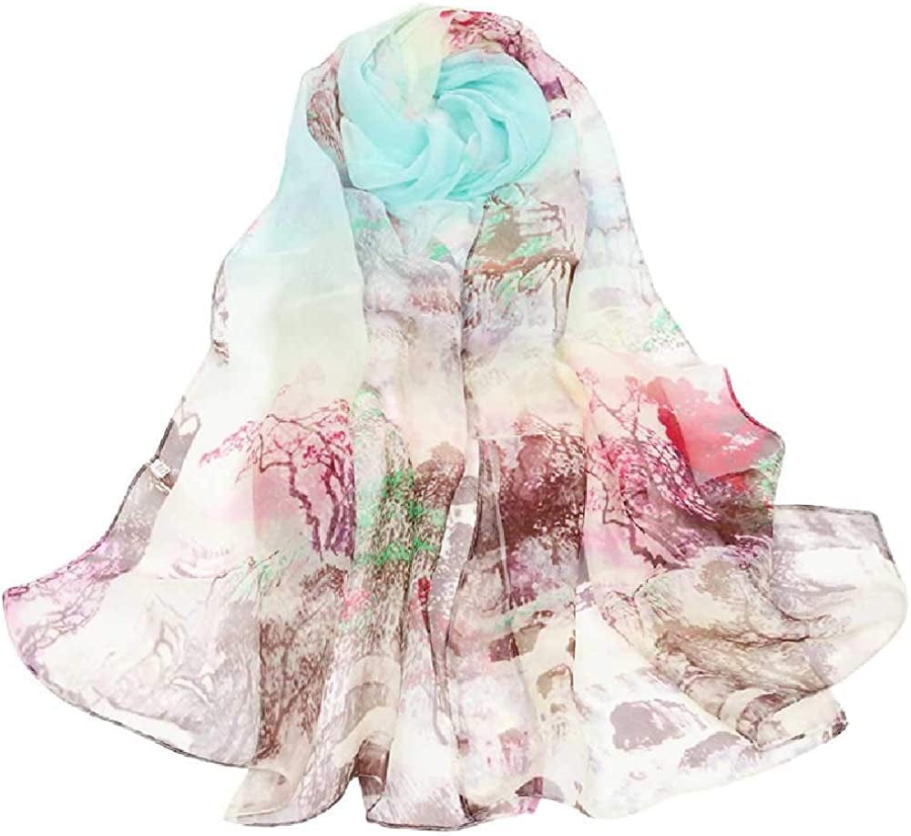 Acotavie Scarfs for Women Lightweight Print Floral Pattern Scarf Shawl Fashion Scarves Sunscreen Shawls Apparel & Accessories > Clothing Accessories > Scarves & Shawls AliceLife Oil Painting&apricot  