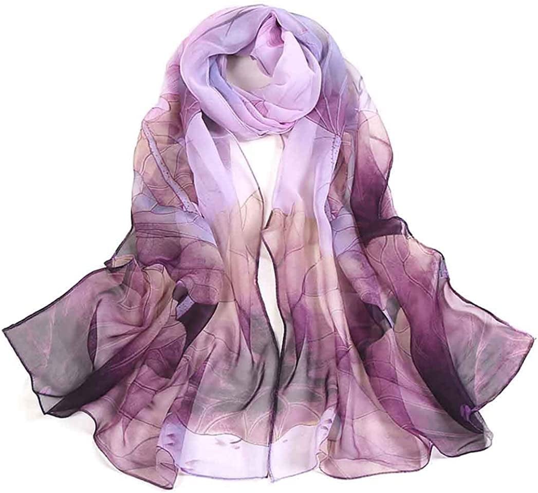 Acotavie Scarfs for Women Lightweight Print Floral Pattern Scarf Shawl Fashion Scarves Sunscreen Shawls Apparel & Accessories > Clothing Accessories > Scarves & Shawls AliceLife Purple  