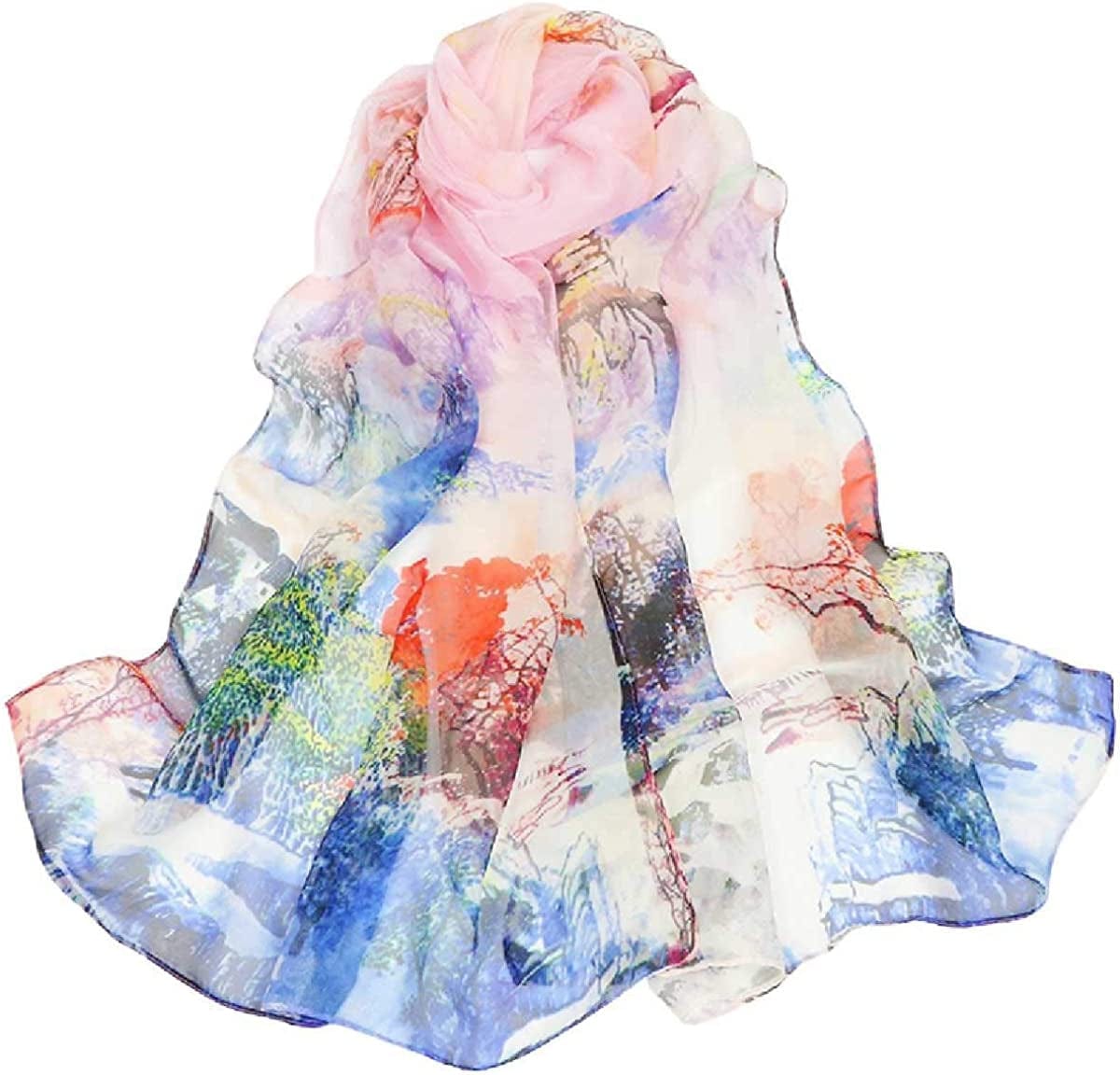 Acotavie Scarfs for Women Lightweight Print Floral Pattern Scarf Shawl Fashion Scarves Sunscreen Shawls Apparel & Accessories > Clothing Accessories > Scarves & Shawls AliceLife Oil Painting&pink  