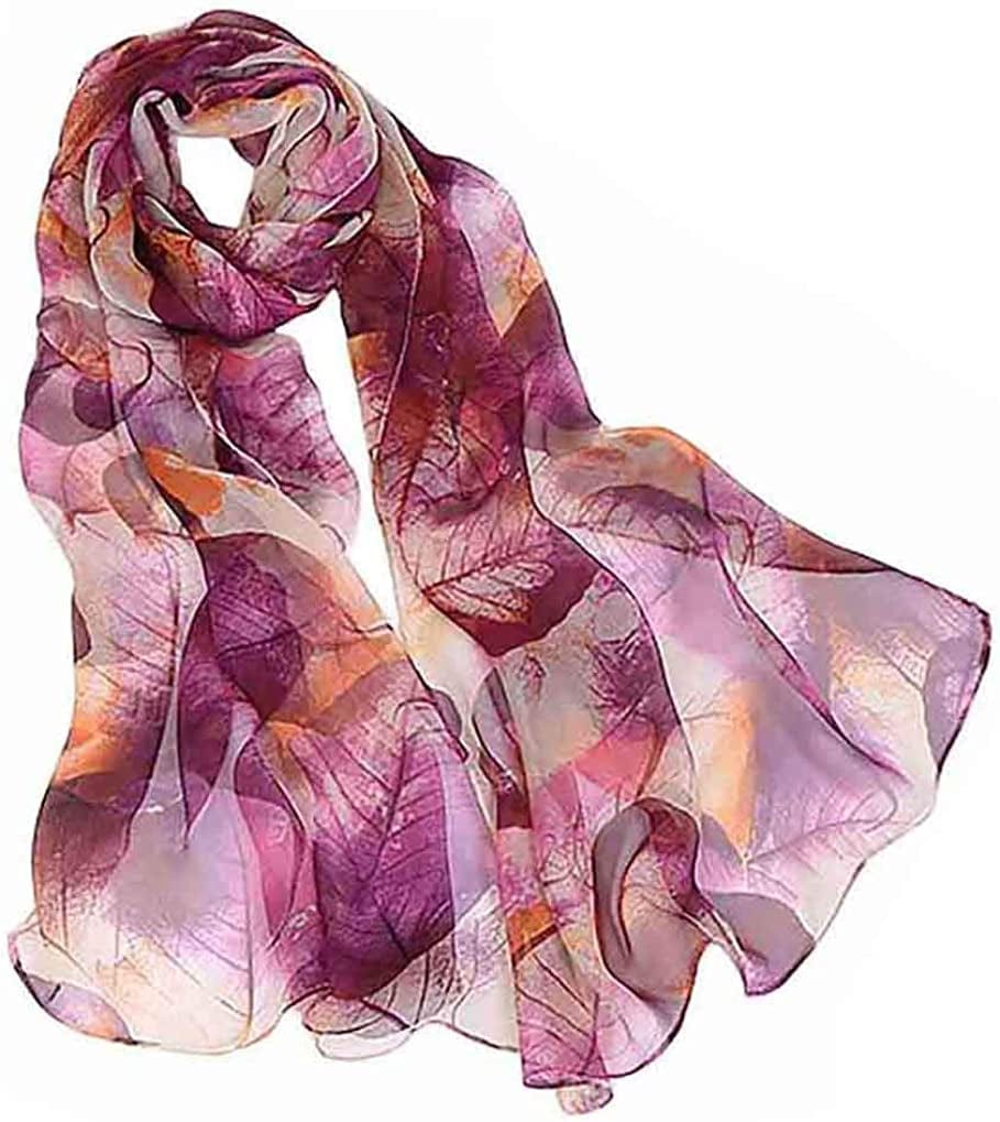 Acotavie Scarfs for Women Lightweight Print Floral Pattern Scarf Shawl Fashion Scarves Sunscreen Shawls Apparel & Accessories > Clothing Accessories > Scarves & Shawls AliceLife Leaves&purple  