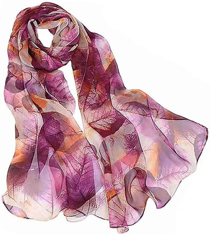 Acotavie Scarfs for Women Lightweight Print Floral Pattern Scarf Shawl Fashion Scarves Sunscreen Shawls Apparel & Accessories > Clothing Accessories > Scarves & Shawls AliceLife Leaves&purple  