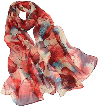 Acotavie Scarfs for Women Lightweight Print Floral Pattern Scarf Shawl Fashion Scarves Sunscreen Shawls Apparel & Accessories > Clothing Accessories > Scarves & Shawls AliceLife Leaves&red Yellow  