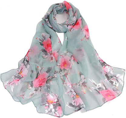 Acotavie Scarfs for Women Lightweight Print Floral Pattern Scarf Shawl Fashion Scarves Sunscreen Shawls Apparel & Accessories > Clothing Accessories > Scarves & Shawls AliceLife Peach Blossom&green  
