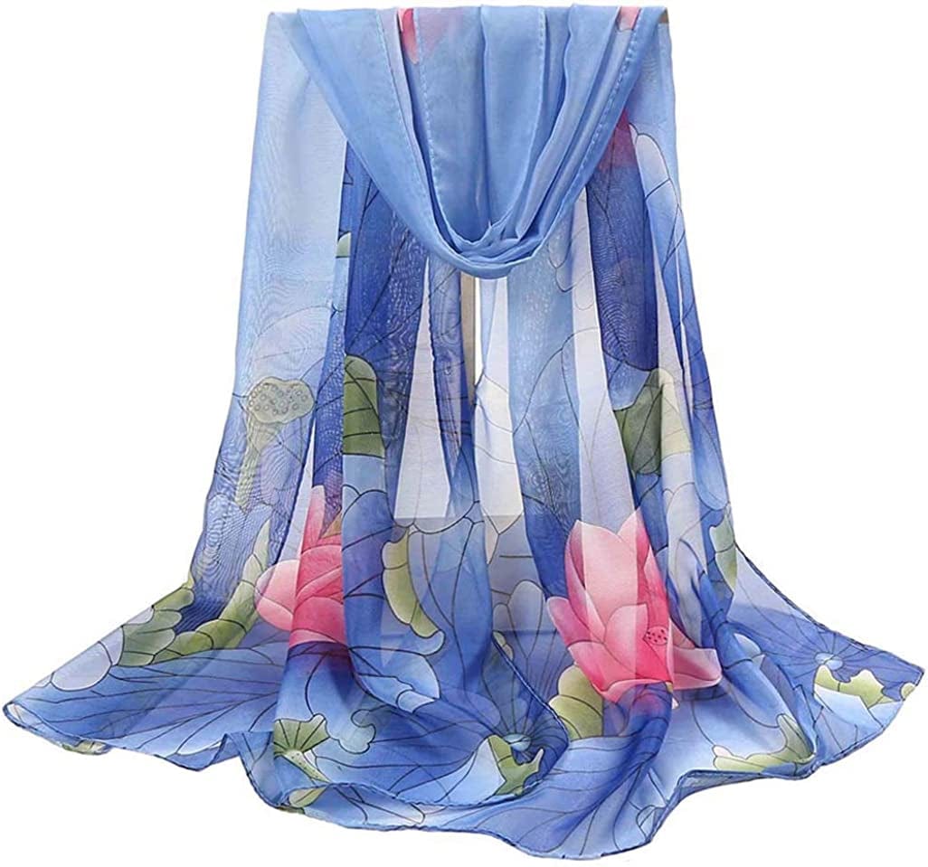 Acotavie Women'S Chiffon Scarf Lightweight Fashion Sheer Scarfs Shawl Wrap Scarves Apparel & Accessories > Clothing Accessories > Scarves & Shawls AliceLife 9&blue  