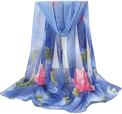 Acotavie Women'S Chiffon Scarf Lightweight Fashion Sheer Scarfs Shawl Wrap Scarves Apparel & Accessories > Clothing Accessories > Scarves & Shawls AliceLife 9&blue  