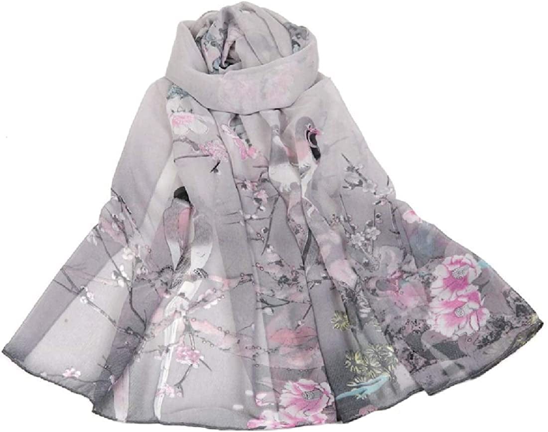 Acotavie Women'S Chiffon Scarf Lightweight Fashion Sheer Scarfs Shawl Wrap Scarves Apparel & Accessories > Clothing Accessories > Scarves & Shawls AliceLife Magpie&gray  