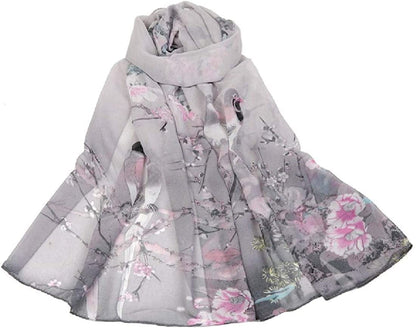Acotavie Women'S Chiffon Scarf Lightweight Fashion Sheer Scarfs Shawl Wrap Scarves Apparel & Accessories > Clothing Accessories > Scarves & Shawls AliceLife Magpie&gray  