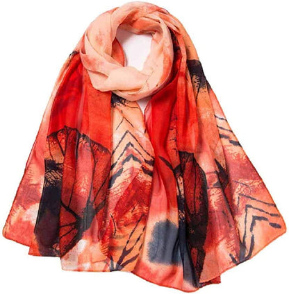 Acotavie Women'S Chiffon Scarf Lightweight Fashion Sheer Scarfs Shawl Wrap Scarves Apparel & Accessories > Clothing Accessories > Scarves & Shawls AliceLife Leaf Orange  