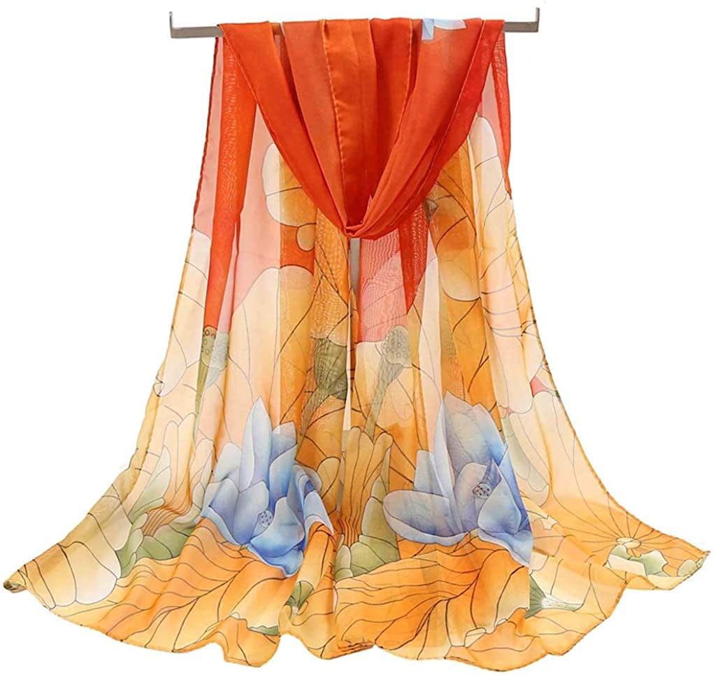 Acotavie Women'S Chiffon Scarf Lightweight Fashion Sheer Scarfs Shawl Wrap Scarves Apparel & Accessories > Clothing Accessories > Scarves & Shawls AliceLife 9&orange  