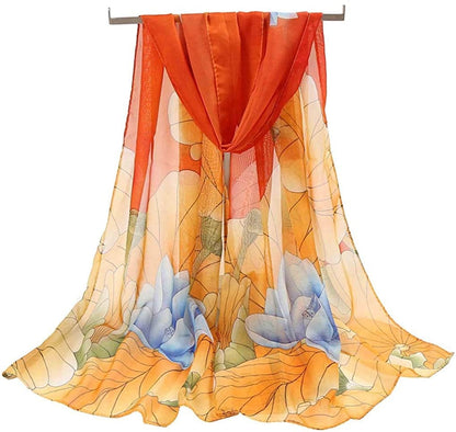 Acotavie Women'S Chiffon Scarf Lightweight Fashion Sheer Scarfs Shawl Wrap Scarves Apparel & Accessories > Clothing Accessories > Scarves & Shawls AliceLife 9&orange  
