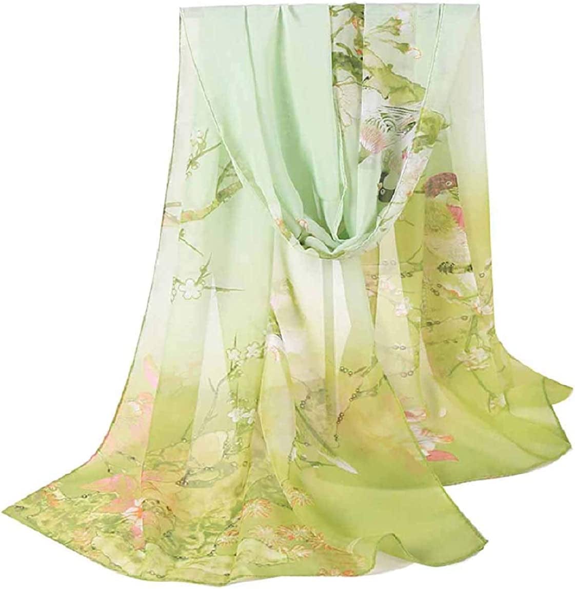 Acotavie Women'S Chiffon Scarf Lightweight Fashion Sheer Scarfs Shawl Wrap Scarves Apparel & Accessories > Clothing Accessories > Scarves & Shawls AliceLife Magpie&grass Green  