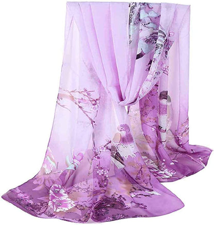 Acotavie Women'S Chiffon Scarf Lightweight Fashion Sheer Scarfs Shawl Wrap Scarves Apparel & Accessories > Clothing Accessories > Scarves & Shawls AliceLife Magpie&purple  