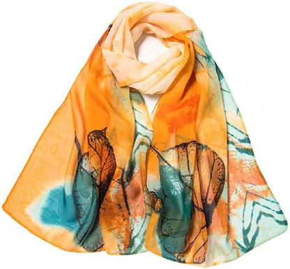 Acotavie Women'S Chiffon Scarf Lightweight Fashion Sheer Scarfs Shawl Wrap Scarves Apparel & Accessories > Clothing Accessories > Scarves & Shawls AliceLife Leaf Yellow  