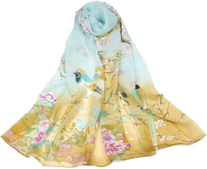 Acotavie Women'S Chiffon Scarf Lightweight Fashion Sheer Scarfs Shawl Wrap Scarves Apparel & Accessories > Clothing Accessories > Scarves & Shawls AliceLife Magpie&blue Coffee  