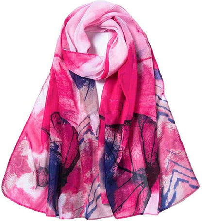 Acotavie Women'S Chiffon Scarf Lightweight Fashion Sheer Scarfs Shawl Wrap Scarves Apparel & Accessories > Clothing Accessories > Scarves & Shawls AliceLife Leaf Rose Red  