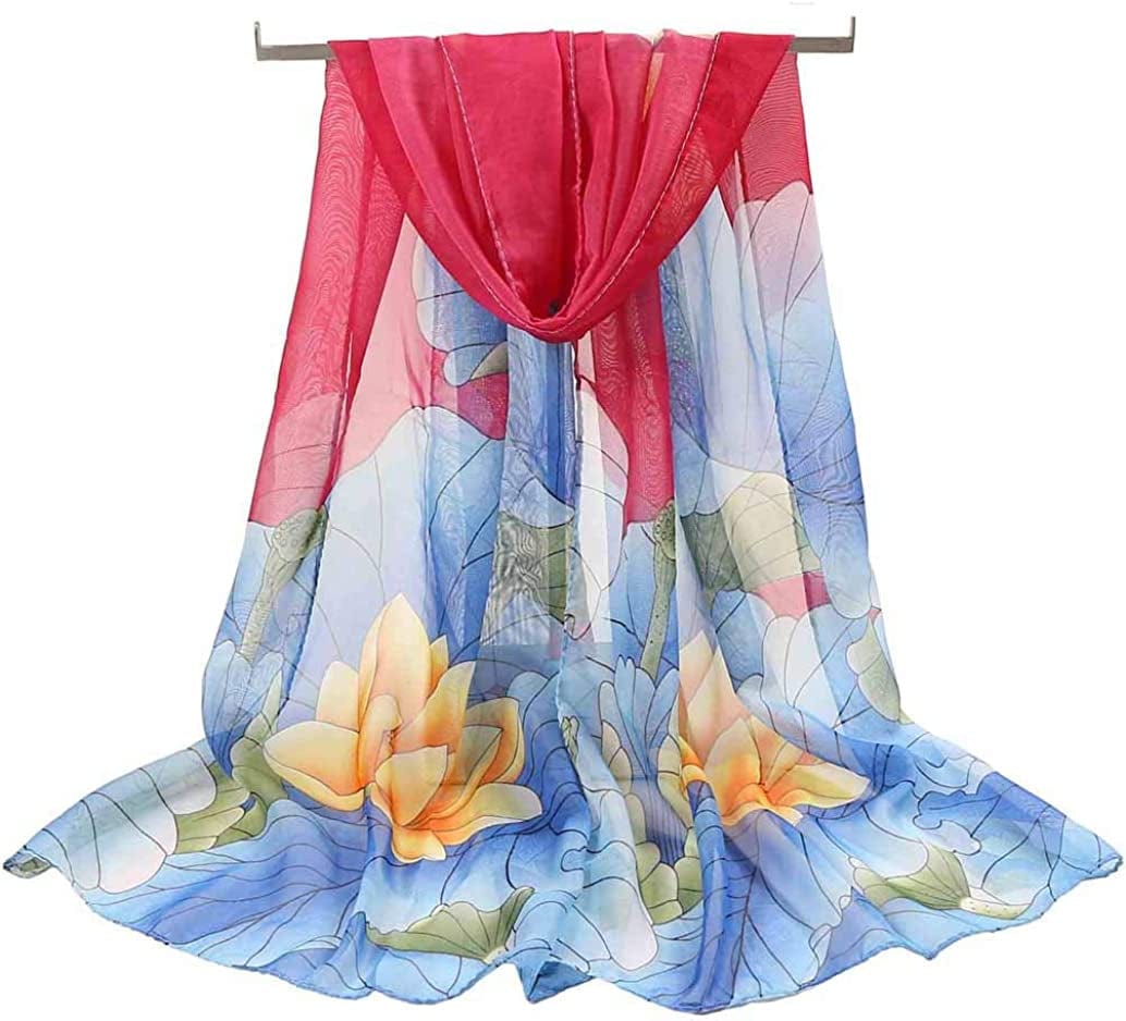 Acotavie Women'S Chiffon Scarf Lightweight Fashion Sheer Scarfs Shawl Wrap Scarves Apparel & Accessories > Clothing Accessories > Scarves & Shawls AliceLife 9&rose Red  