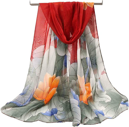 Acotavie Women'S Chiffon Scarf Lightweight Fashion Sheer Scarfs Shawl Wrap Scarves Apparel & Accessories > Clothing Accessories > Scarves & Shawls AliceLife 9&red  