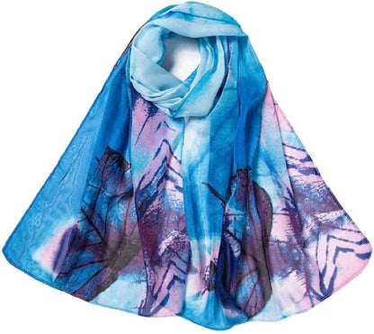 Acotavie Women'S Chiffon Scarf Lightweight Fashion Sheer Scarfs Shawl Wrap Scarves Apparel & Accessories > Clothing Accessories > Scarves & Shawls AliceLife Leaf Blue  