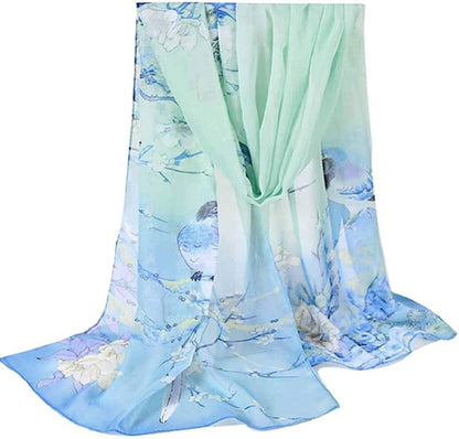 Acotavie Women'S Chiffon Scarf Lightweight Fashion Sheer Scarfs Shawl Wrap Scarves Apparel & Accessories > Clothing Accessories > Scarves & Shawls AliceLife Magpie&blue Green  