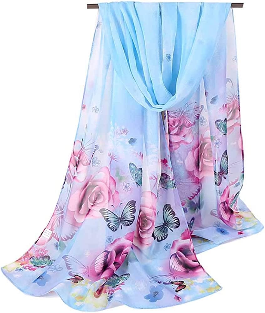 Acotavie Women'S Chiffon Scarf Lightweight Fashion Sheer Scarfs Shawl Wrap Scarves Apparel & Accessories > Clothing Accessories > Scarves & Shawls AliceLife Blue 1#  