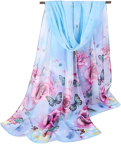 Acotavie Women'S Chiffon Scarf Lightweight Fashion Sheer Scarfs Shawl Wrap Scarves Apparel & Accessories > Clothing Accessories > Scarves & Shawls AliceLife Blue 1#  