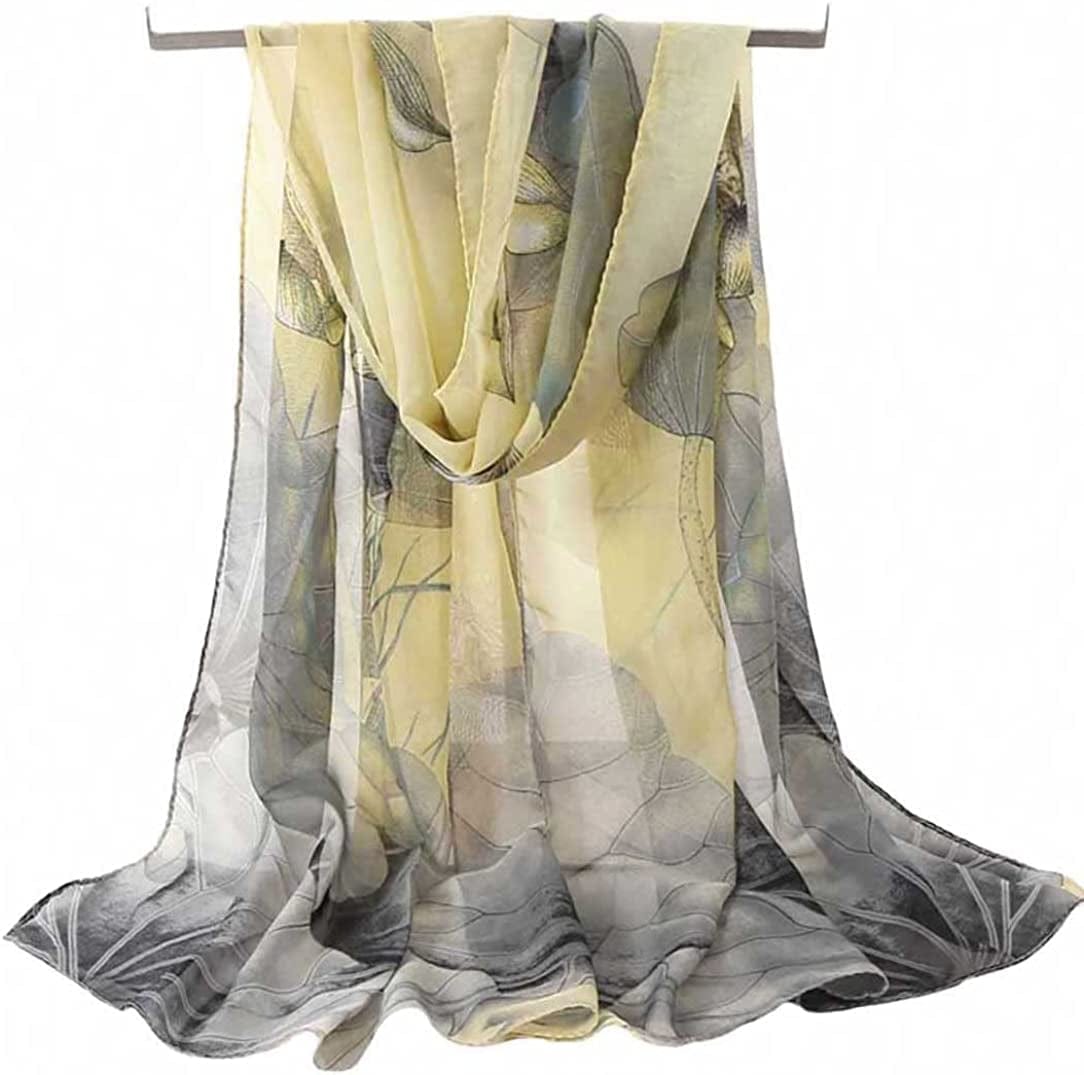 Acotavie Women'S Chiffon Scarf Lightweight Fashion Sheer Scarfs Shawl Wrap Scarves Apparel & Accessories > Clothing Accessories > Scarves & Shawls AliceLife Yellow Gray  