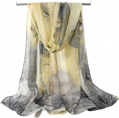 Acotavie Women'S Chiffon Scarf Lightweight Fashion Sheer Scarfs Shawl Wrap Scarves Apparel & Accessories > Clothing Accessories > Scarves & Shawls AliceLife Yellow Gray  