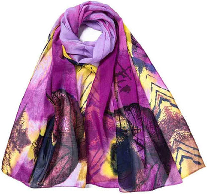 Acotavie Women'S Chiffon Scarf Lightweight Fashion Sheer Scarfs Shawl Wrap Scarves Apparel & Accessories > Clothing Accessories > Scarves & Shawls AliceLife Leaf Purple  