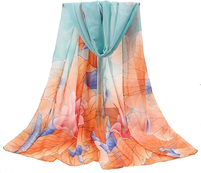 Acotavie Women'S Chiffon Scarf Lightweight Fashion Sheer Scarfs Shawl Wrap Scarves Apparel & Accessories > Clothing Accessories > Scarves & Shawls AliceLife 9&light Blue  