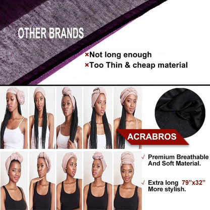 ACRABROS Stretch Jersey Turban Head Wrap, Urban Hair Scarf - Ultra Soft, Extra Long 79” X 32”,Breathable Apparel & Accessories > Clothing Accessories > Headwear ACRABROS   