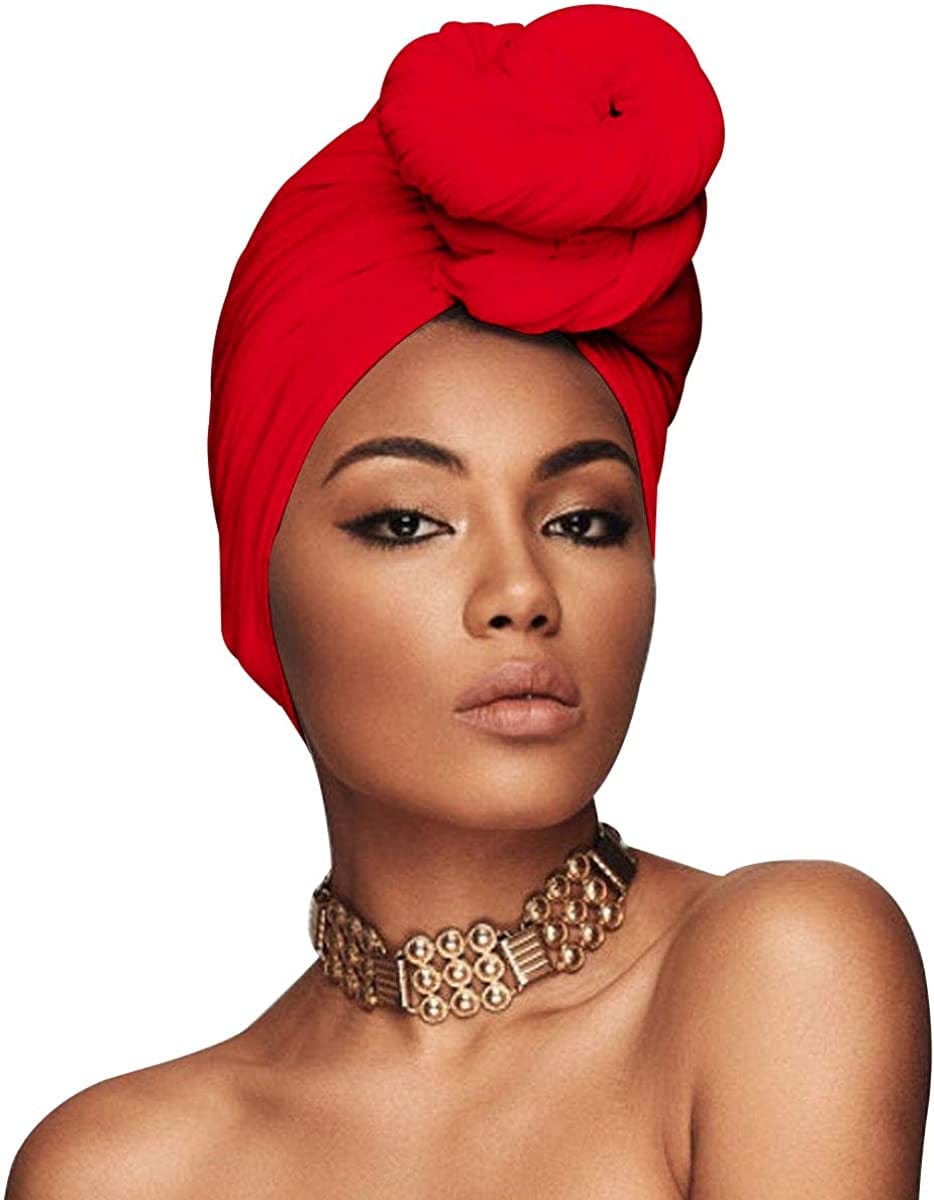 ACRABROS Stretch Jersey Turban Head Wrap, Urban Hair Scarf - Ultra Soft, Extra Long 79” X 32”,Breathable Apparel & Accessories > Clothing Accessories > Headwear ACRABROS Red  