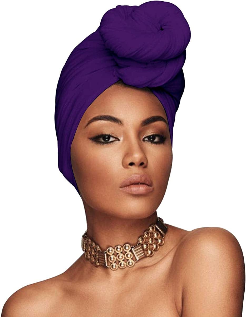 ACRABROS Stretch Jersey Turban Head Wrap, Urban Hair Scarf - Ultra Soft, Extra Long 79” X 32”,Breathable Apparel & Accessories > Clothing Accessories > Headwear ACRABROS Purple  