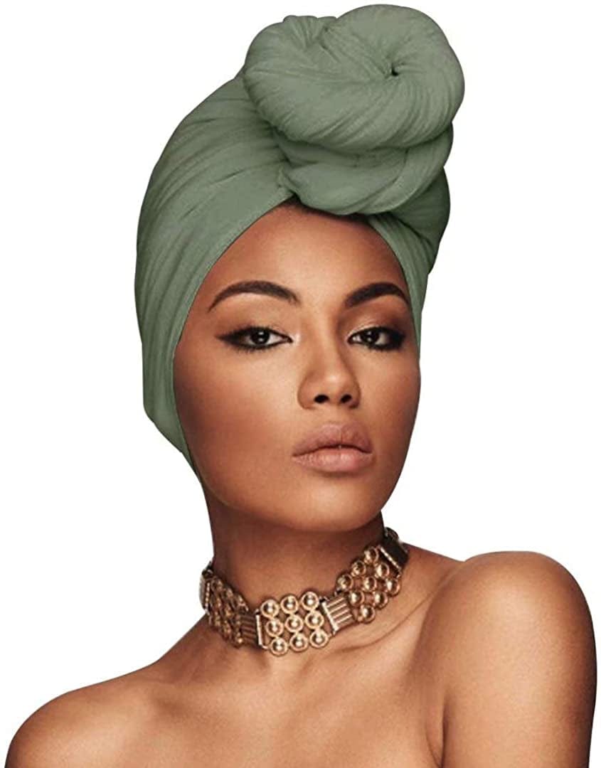 ACRABROS Stretch Jersey Turban Head Wrap, Urban Hair Scarf - Ultra Soft, Extra Long 79” X 32”,Breathable Apparel & Accessories > Clothing Accessories > Headwear ACRABROS Green  