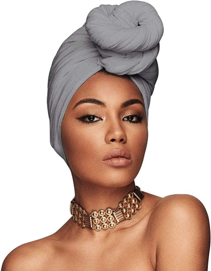 ACRABROS Stretch Jersey Turban Head Wrap, Urban Hair Scarf - Ultra Soft, Extra Long 79” X 32”,Breathable Apparel & Accessories > Clothing Accessories > Headwear ACRABROS Light Grey  