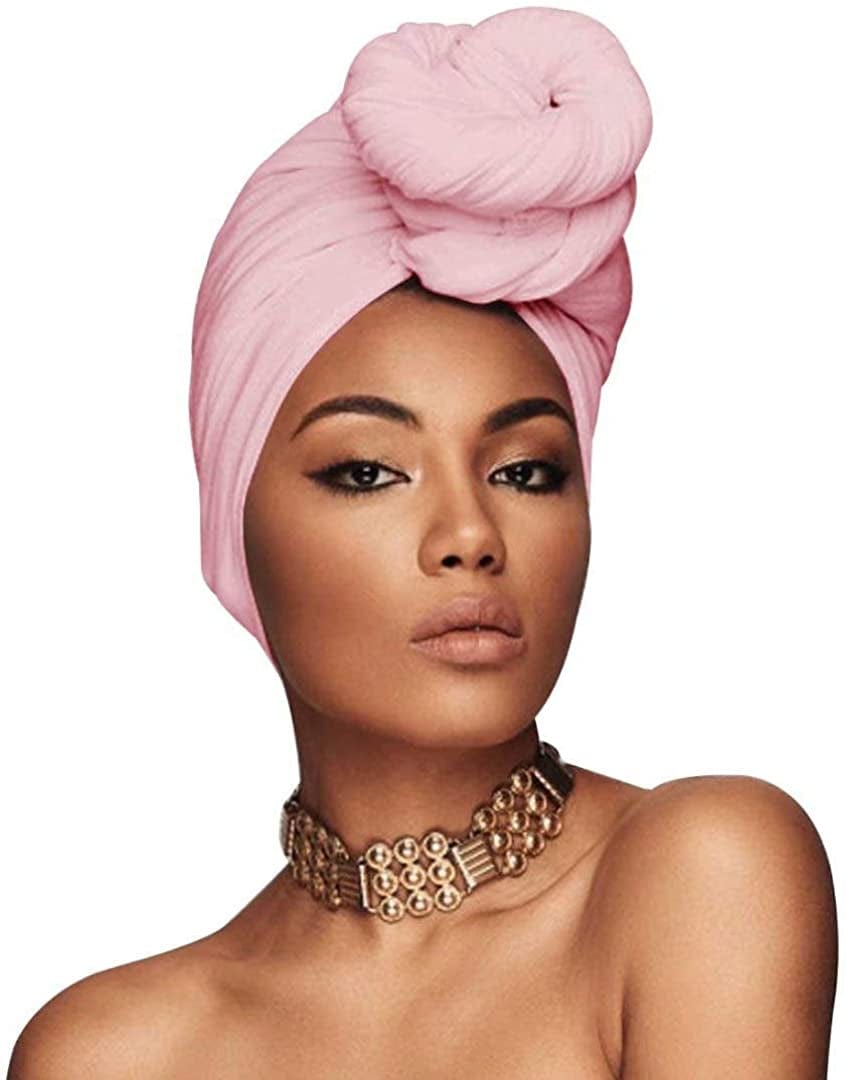 ACRABROS Stretch Jersey Turban Head Wrap, Urban Hair Scarf - Ultra Soft, Extra Long 79” X 32”,Breathable Apparel & Accessories > Clothing Accessories > Headwear ACRABROS Pink  