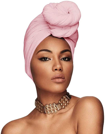 ACRABROS Stretch Jersey Turban Head Wrap, Urban Hair Scarf - Ultra Soft, Extra Long 79” X 32”,Breathable Apparel & Accessories > Clothing Accessories > Headwear ACRABROS Pink  