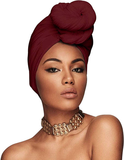 ACRABROS Stretch Jersey Turban Head Wrap, Urban Hair Scarf - Ultra Soft, Extra Long 79” X 32”,Breathable Apparel & Accessories > Clothing Accessories > Headwear ACRABROS Claret  