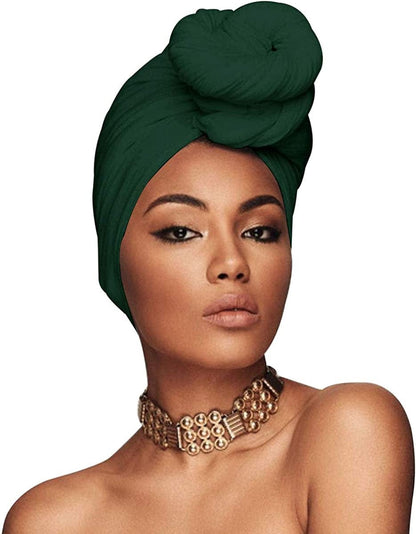 ACRABROS Stretch Jersey Turban Head Wrap, Urban Hair Scarf - Ultra Soft, Extra Long 79” X 32”,Breathable Apparel & Accessories > Clothing Accessories > Headwear ACRABROS Dark Green  