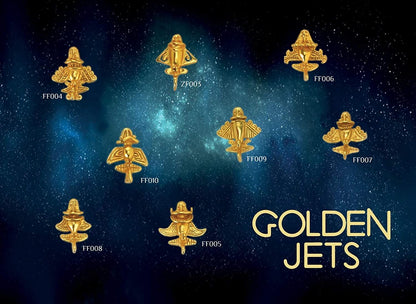 Across the Puddle, Ancient Golden Jet-3 Lapel Pin | 24K GP Golden Flyer | Pre-Columbian Quimbaya Pin Airplane Jet | Ancient Aircraft | Ancient Astronauts | Original Golden Jets Collection