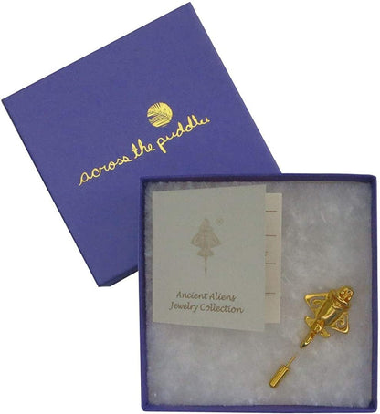 Across the Puddle, Ancient Golden Jet-3 Lapel Stick Pin | 24K GP Golden Flyer | Pre-Columbian Quimbaya Pin Airplane Jet | Ancient Aircraft | Ancient Astronauts | Original Golden Jets Collection