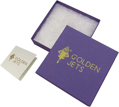 Across the Puddle, Ancient Golden Jet-9 Lapel Pin | 24K GP Golden Flyer | Pre-Columbian Quimbaya Pin Airplane Jet | Ancient Aircraft | Ancient Astronauts | Original Golden Jets Collection