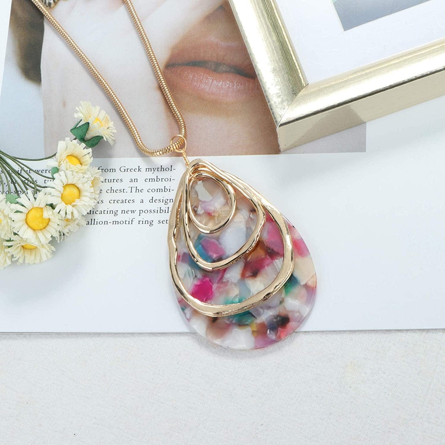 Acrylic Jewelry Set for Women Statement Boho Resin Earrings Necklace Bracelet
