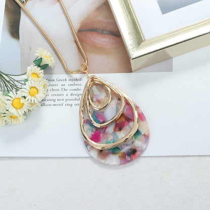 Acrylic Jewelry Set for Women Statement Boho Resin Earrings Necklace Bracelet