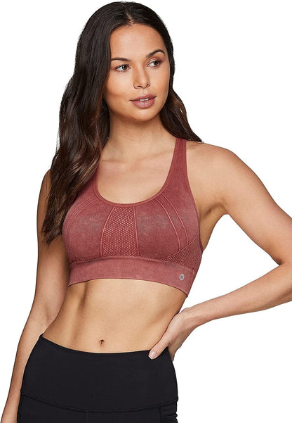 Active Women'S Fashion Strappy Seamless Low Impact Workout Sports Bra Washed Rust / Small